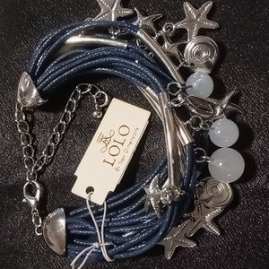 Lolo layered beach seashells charm bracelet nwt